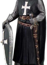 Crusader Knight in Full Shield and Sword Armor Collectible Figurine 11.5 Inch Tall