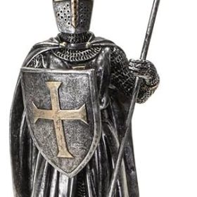 Medieval Knight Figurine with Spear and Shield Detailed Resin Decor Ideal for Tabletop Display or Unique Collectible 7.2" Tall