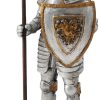 5/8 Inch Medieval Knight Armor Poleaxe and Shield Polystone Hand Painted Figurine Home Decoration