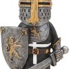 Knight Garden Gnome Guard Figurines, Resin Medieval Knight Armor Gothic Statue Funny Military Ornaments Outdoor